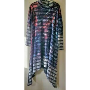 Inoah Size Small Asymmetrical Artsy Watercolor Stretch Long Tunic Top Dress USA